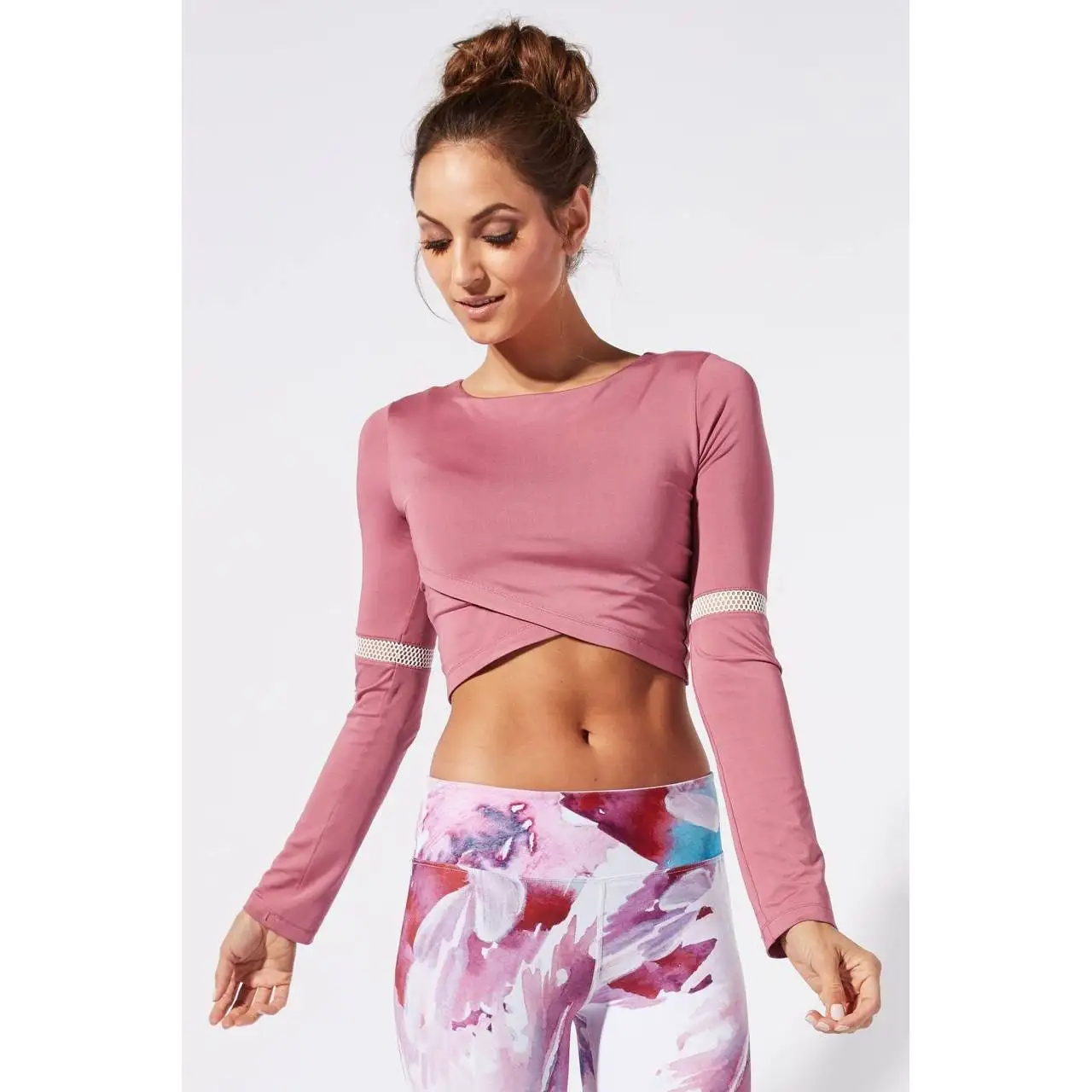 Качественная экспортная прочная удобная женская одежда, Роскошный Топ с длинным рукавом и основанием из спандекса