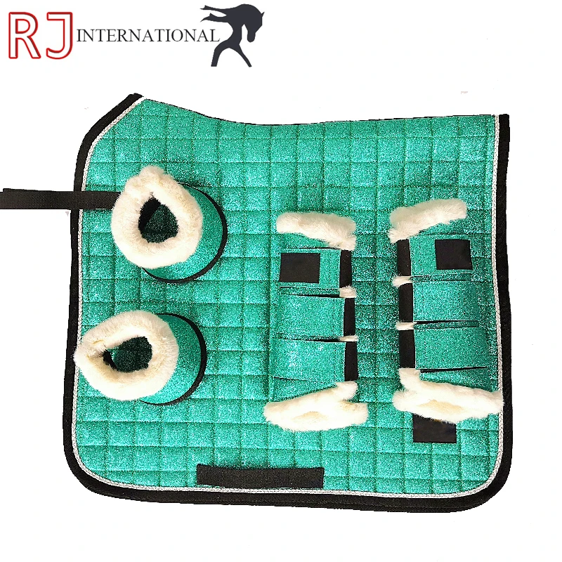 2021 Horse Riding Saddle Pads Custom Satin Fabric English Dressage Saddle Pads Sets