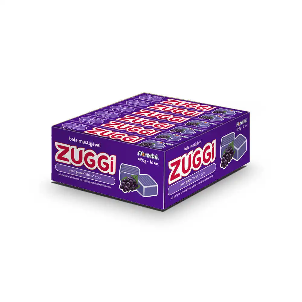 80656 - Zuggi Strawberry, Grape, Peach, Pineaple Chew Candy Soft Drops Candy 35g 24x12un