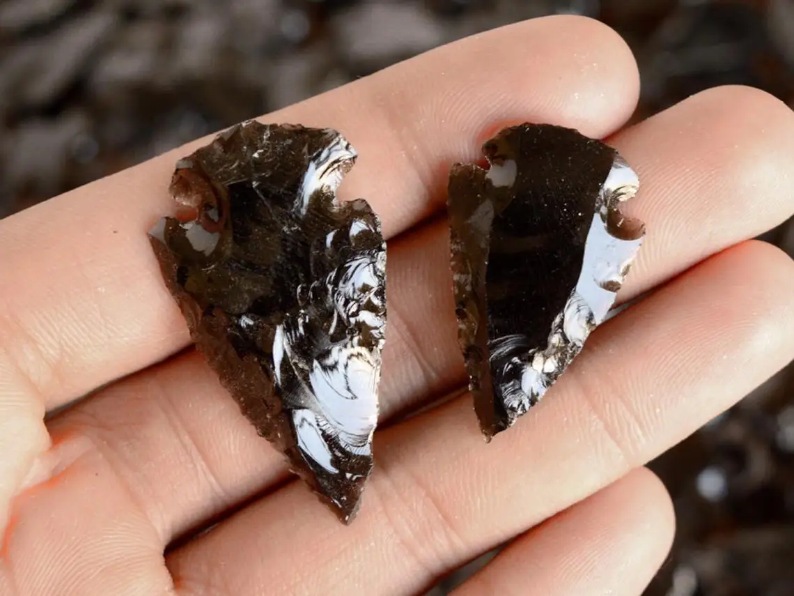 Black Obsidian Arrowheads Hand Crafted Black Stone Arrow Heads