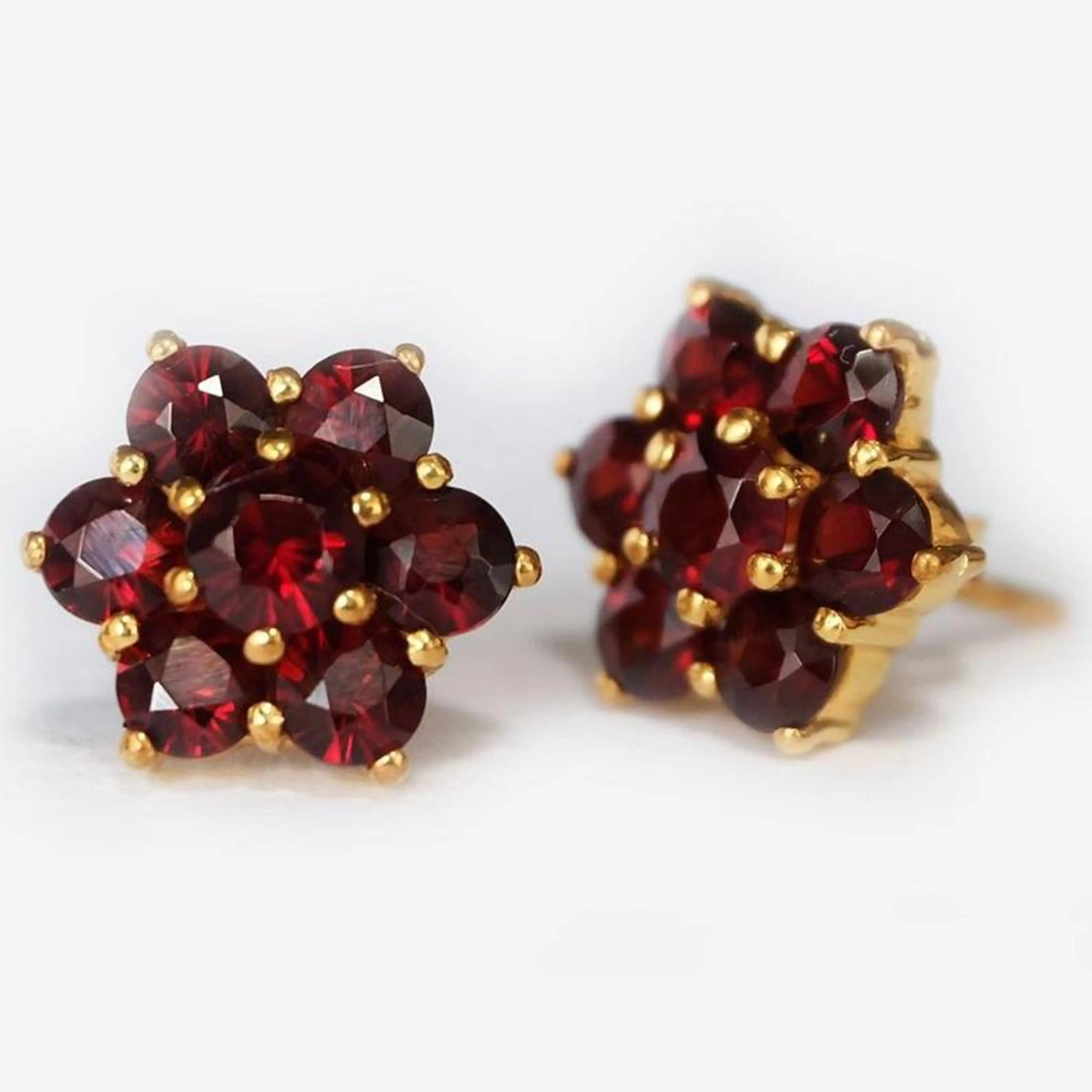 Серьги-гвоздики с натуральным гранатом набор серег-гвоздиков и цветами серьги для женщин серебро 925 пробы ювелирные изделия ручной работы