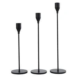 Metal Tall Candlestick Taper White Rose Gold Matt Black Candle Holders Decorative For Wedding