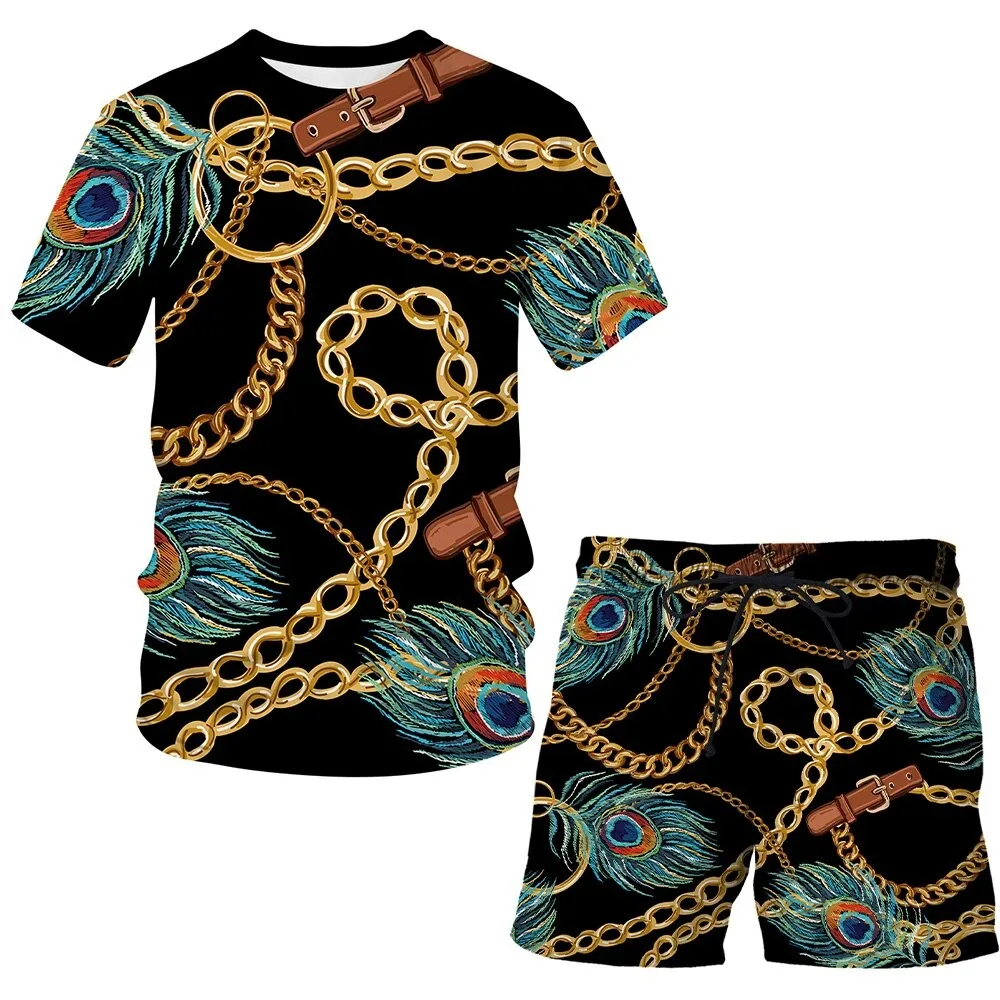Summer t shirts and shorts trendy shorts 3d 100 cotton printed shorts men and women embroidered t shirts and short plus size