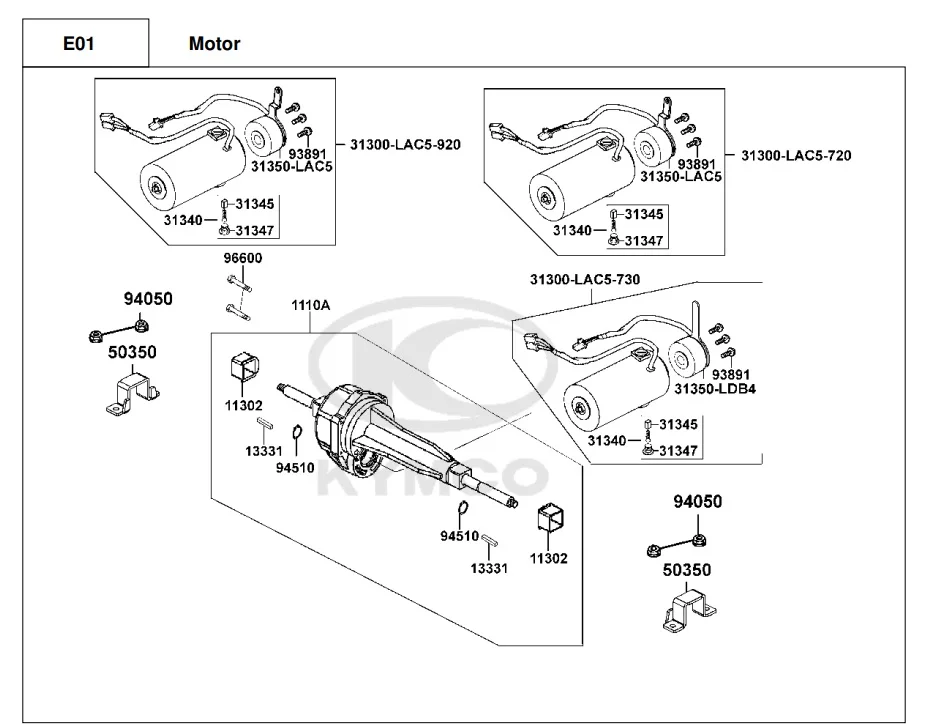 MSP 2 pole Kymco engine motor 430W 31300-LAC5-920 incl. a brake midi X EQ35AA SUPER 4 Mobility Scooters