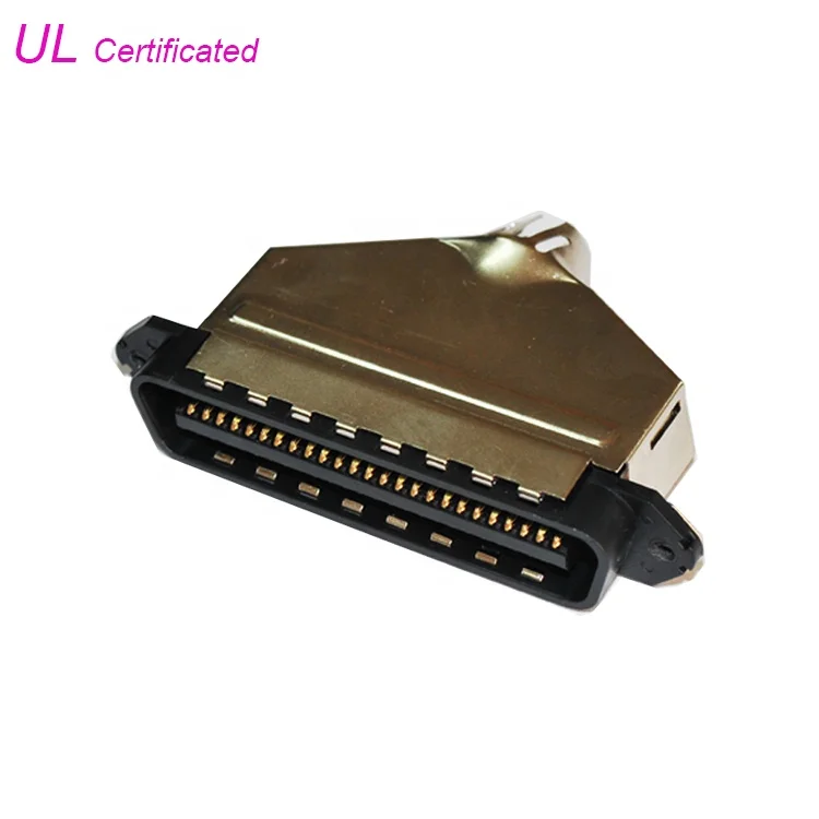 Male IDC 50 64 Pin Centronic Connector, 25 32 pair Solder cup contacts Female Socket Connector with 90/180 degree Metal Hood