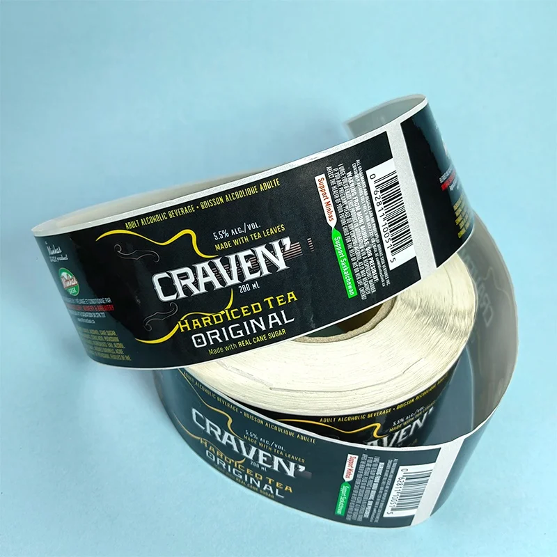 GH-Printing  Custom Adhesive Red Wine Label  Roll Printing Liquor Beer Bottle label Gold Foil Hot Stamping