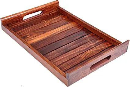 wholesale custom Eco-friendly top quality  Handcrafted natural wooden  serving tray for home restaurants hotel from India.
