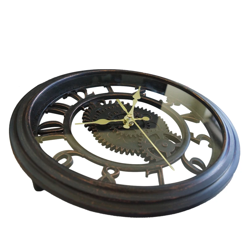 W118 11 inch For Men Black Decor Decorative For Living Room Cheap Mechanical Moving Gears Wall Clock