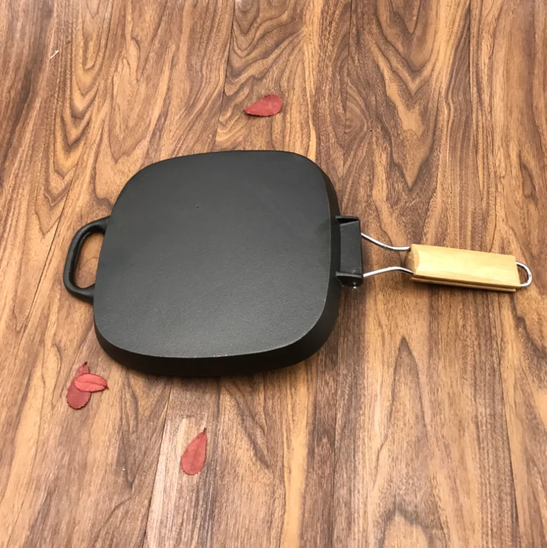 Cast Iron Square Grill Pan Pre-Seasoned Skillet Pan with Handle  Cast Iron Griddle Pan  for Grilling  Frying Sauteing