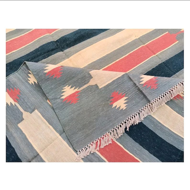 Indian Wholesale Handmade Textile Home Living Room Decorative 100% Natural Cotton Floor Carpet Kilim Throw Mats Beach Woven Rug