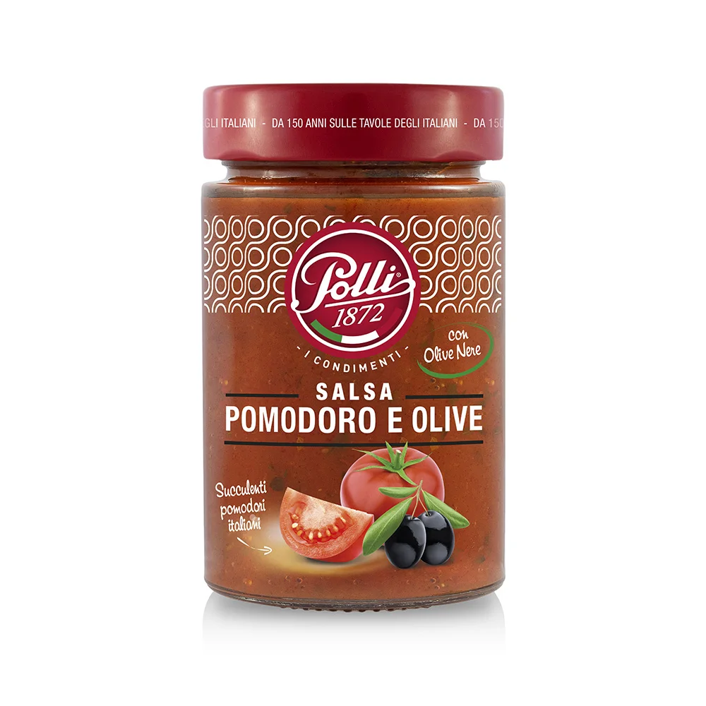 Italian quality BRC 190 g mason jar 3 years shelf life tomato and olives pasta sauce for sale