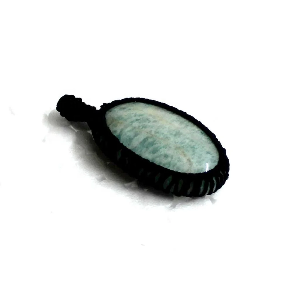 Trending Amazonite Oval Cabochon Macrame Cord Wrap Stone Pendant Crystal Healing Stones Piedras Naturales