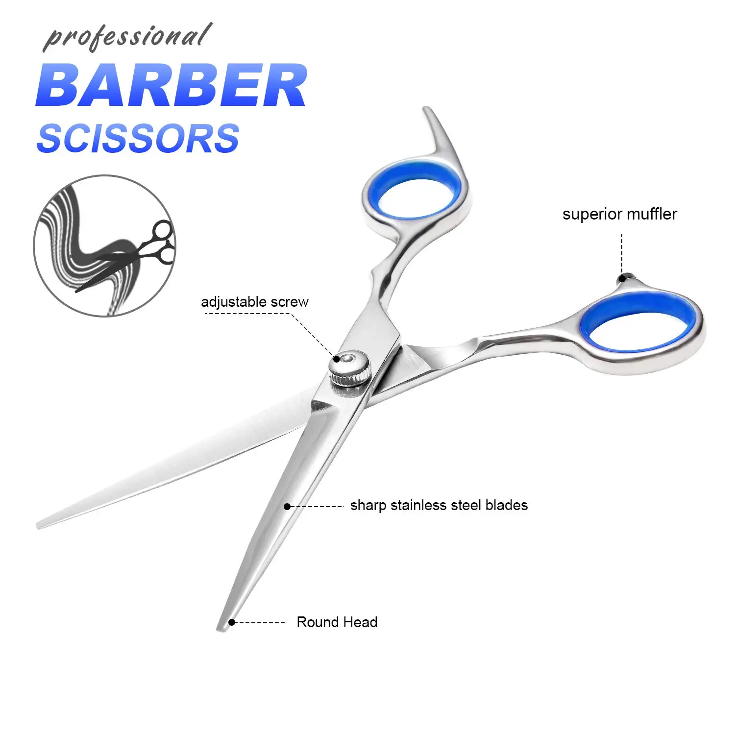 Профессиональные Парикмахерские ножницы из нержавеющей стали острые лезвия прикрепляемое резиновое кольцо с регулируемым винтом и упором для пальцев