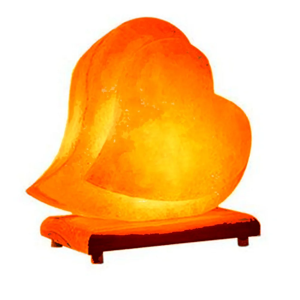 Двойная лампа с USB в форме сердца Высококачественная светло-розовая Гималайская натуральная соль резьба по