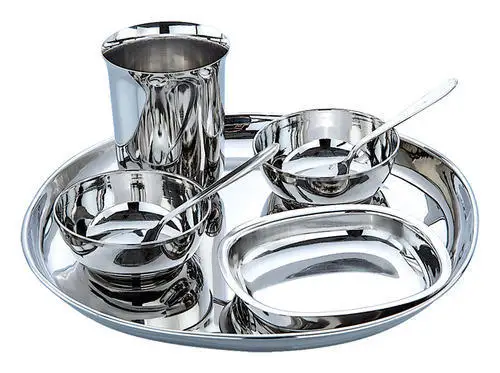 Thali Set- 5 Piece Stainless Steel Thali Set with spoons