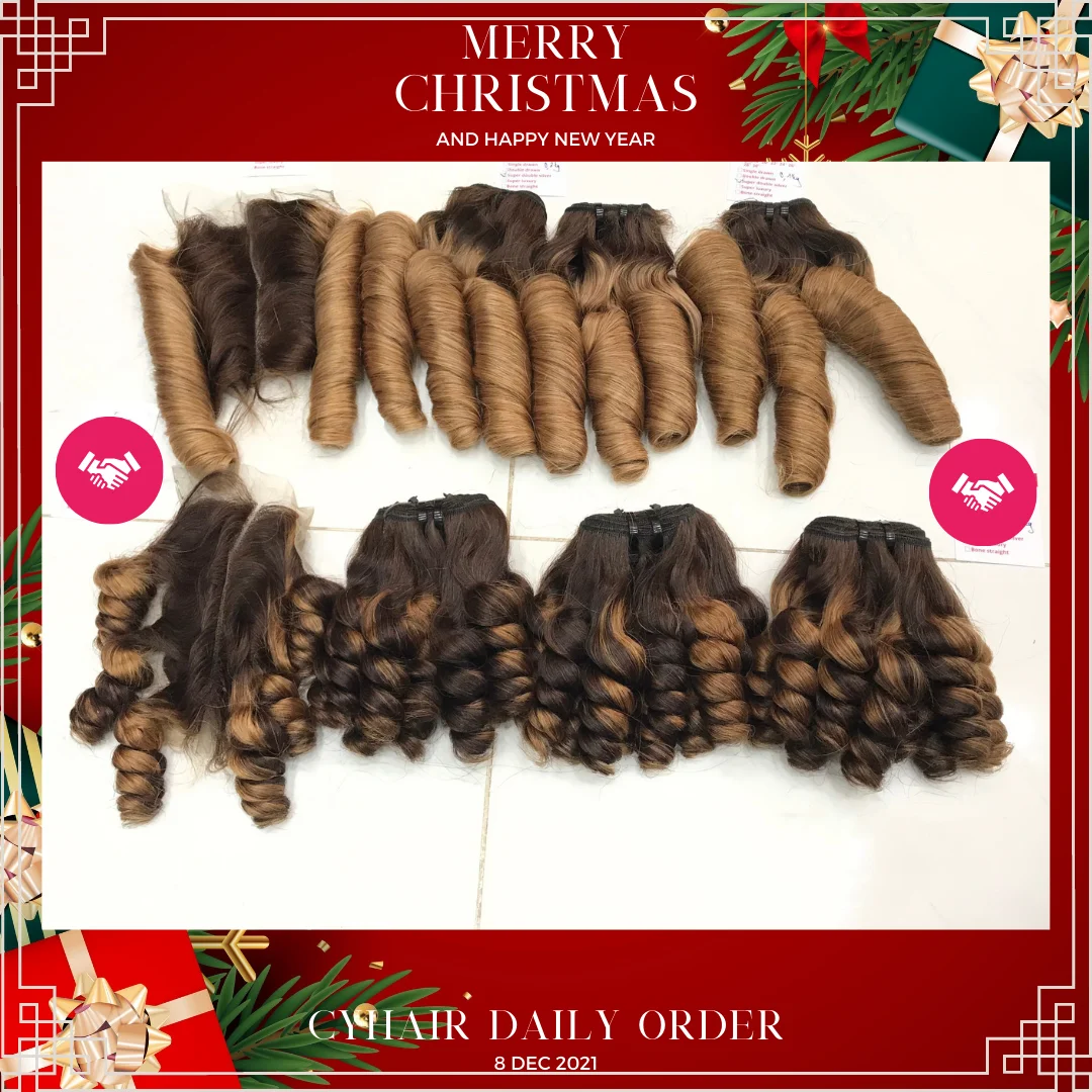 8 декабря новая модель на Рождество оптовая продажа высококачественные вьющиеся волосы вьетнамские товары