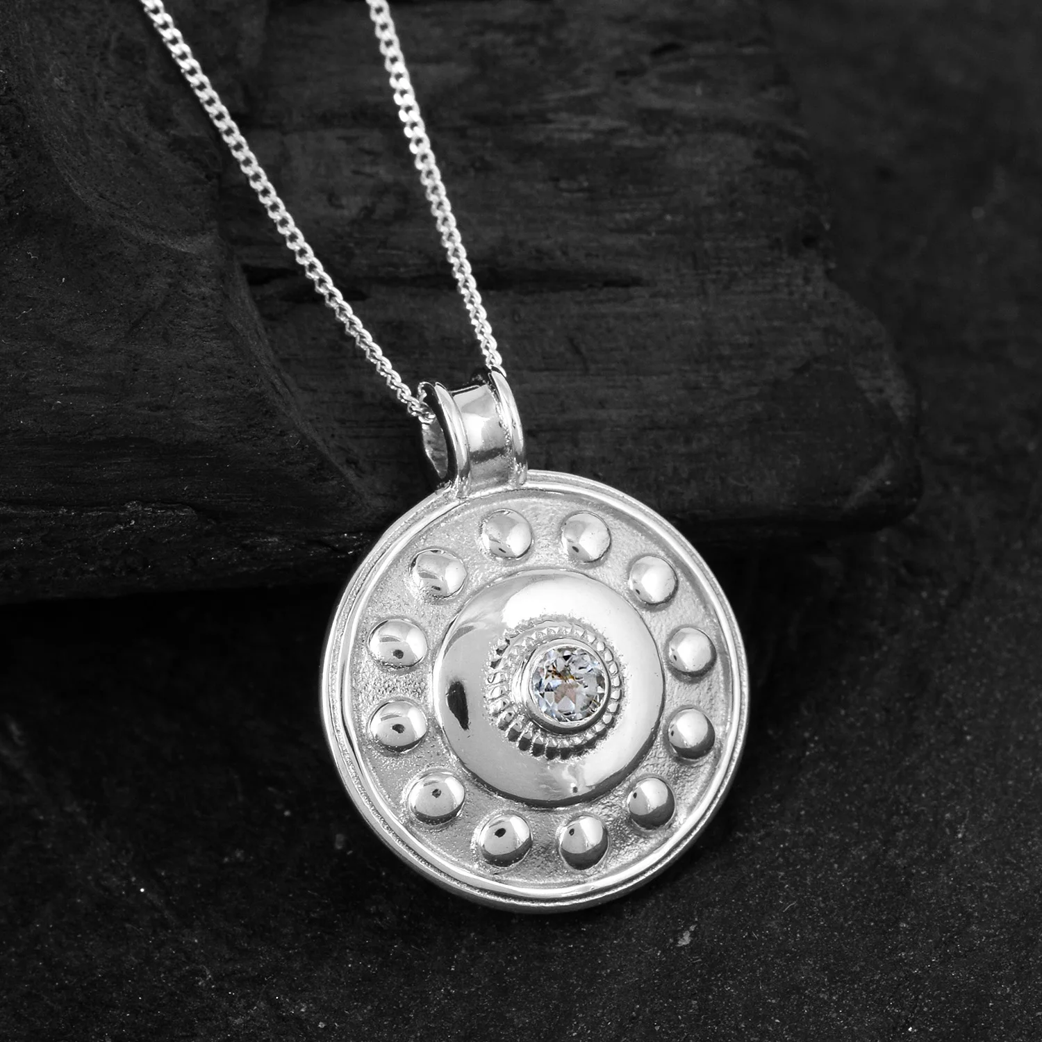 Women Special Blue Topaz Stone Necklace 925 Sterling Silver Round Charm Natural Gemstone Pendant Customized Fine Jewelry