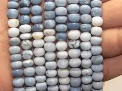 Natural blue opal plain roundel shape loose gemstone beads for making jewelry wholesale price per gram
