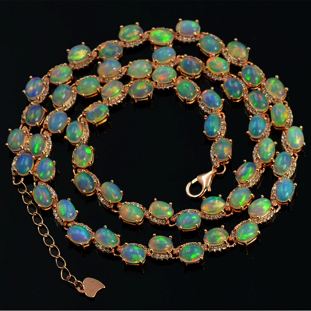 High Quality Opal Cabochon 6x4 MM Natural Gemstone 925 Solid Silver For Women Designer Necklace Earring Set By Big Manufacturer