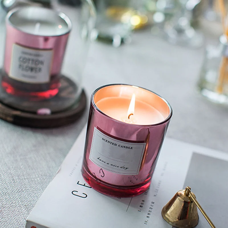 Private label candle aromatic in 400ml glass holder with dome lid custom design