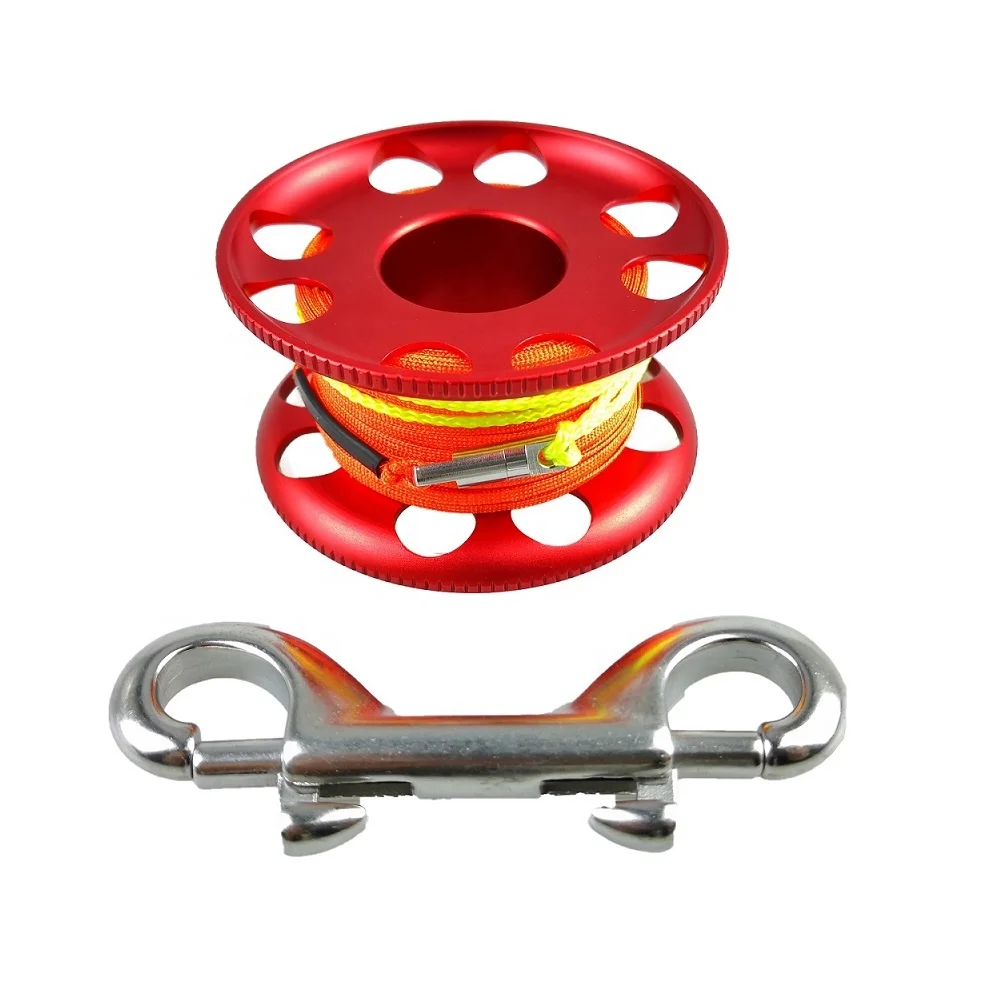 30M Diving Equipment Aluminum Finger Reel with 316 Stainless Steel Hook Diving Reel