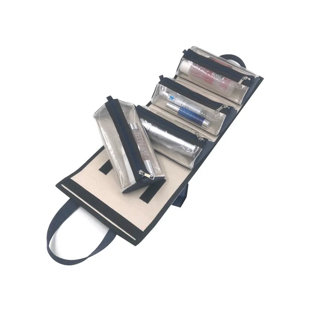 Large Capacity 4 in 1 Detachable Makeup Pouches Folding Organizer Travel Roll Up Cosmetic Toiletry Bag