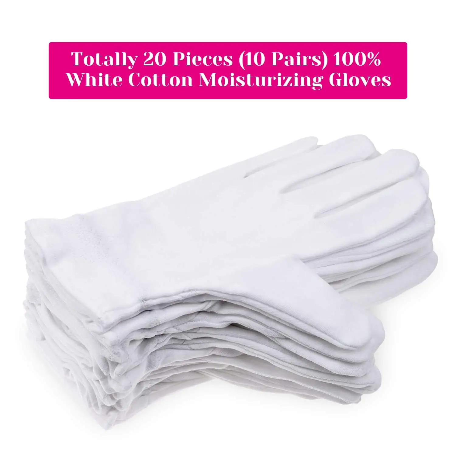 Latest Design Custom Logo White Cotton Gloves Slim Light Weight Soft Elastic