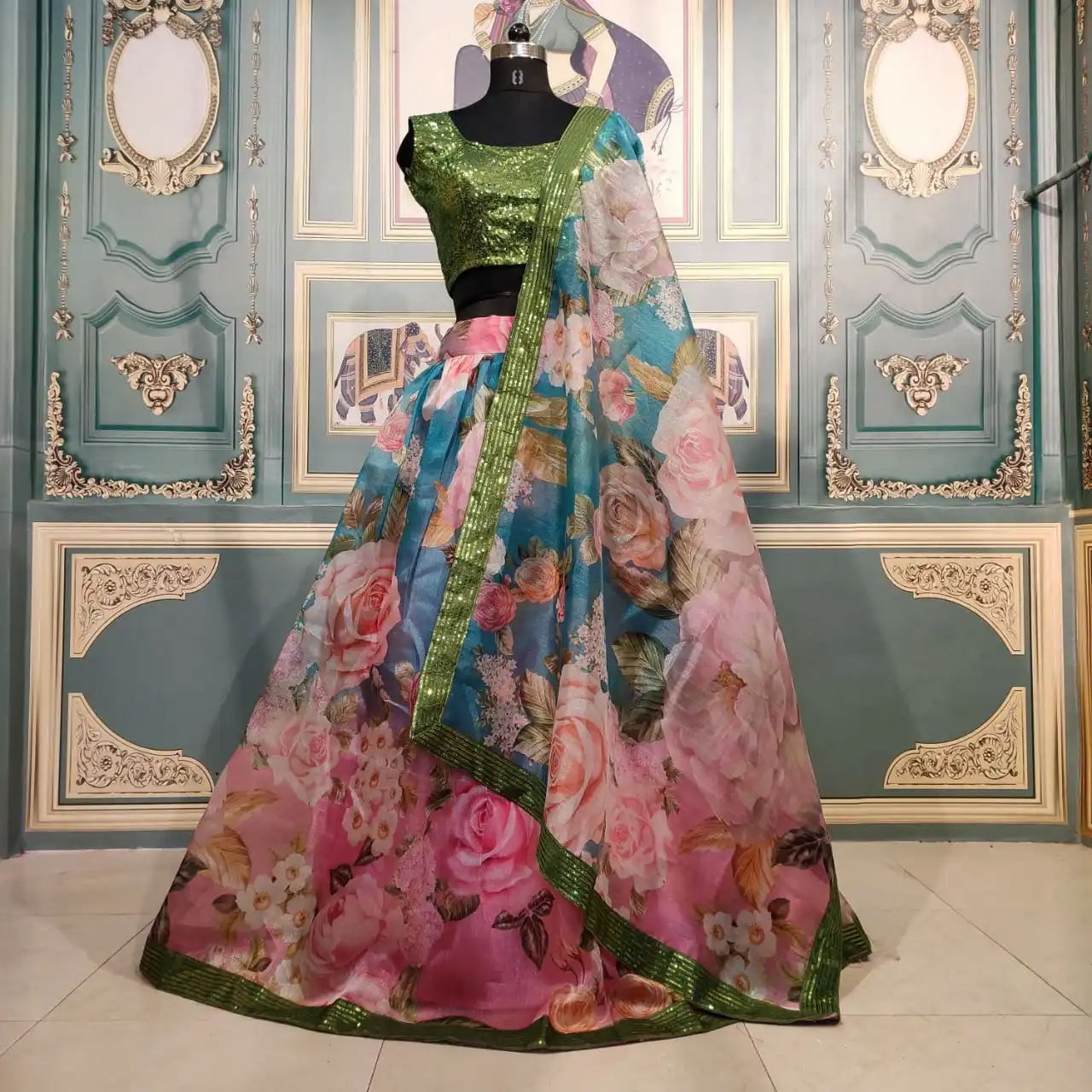 DESIGNER ORGANZA LEHENGA