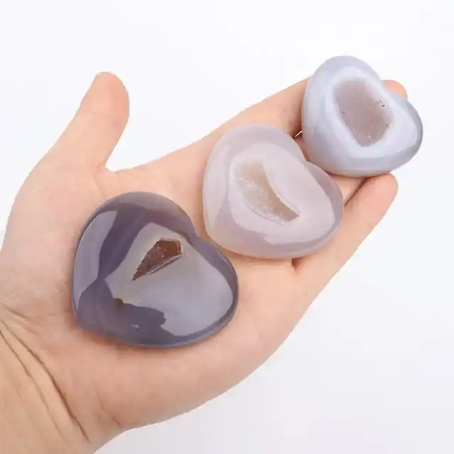 Druzy Agate Heart Agate Cluster Hearts for Healing Decorative Agate Piece for Gift and Decoration