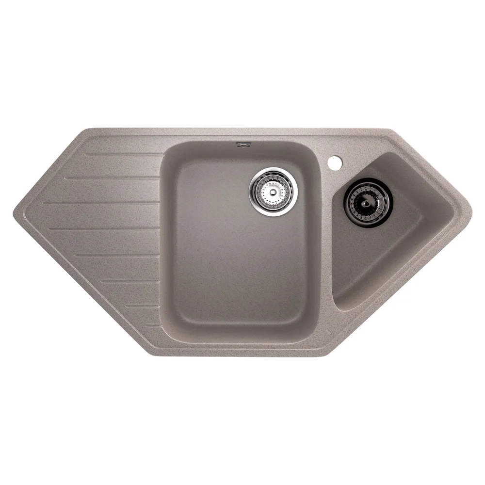 Composite  two-section kitchen sink with a mixer tap hole ULGRAN U-409