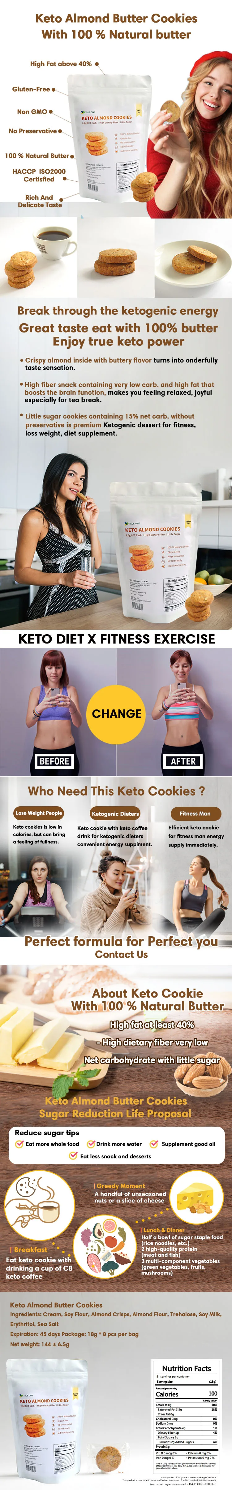 Low carb Keto cookies snacks nature food for weight loss supplements with Ketogenic butter biscuits