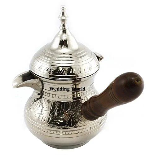 Luxury Silver Turkish Teapot Customized Design Hot Sale Coffee Pot Indian Stylish Wholesale Tabletop Arabian Dallah