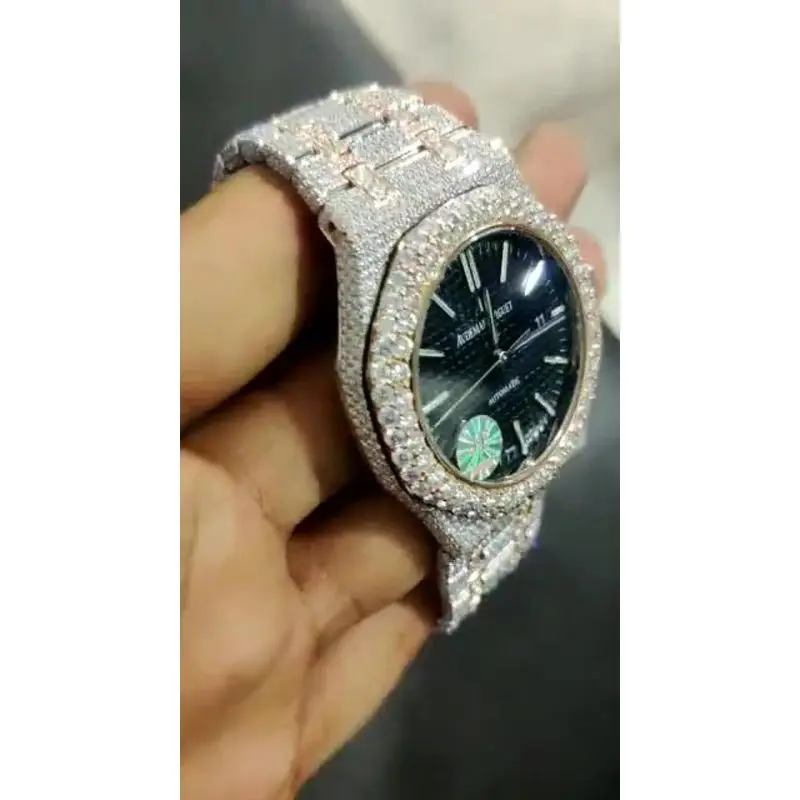 Часы мужские водонепроницаемые браслеты из нержавеющей стали чистого бриллианта роскошные