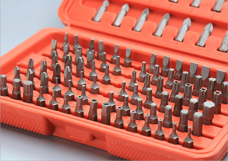 100 Pieces Security Bit Set With Case CR-V Torx Hex Key Security Screwdriver Bit Set