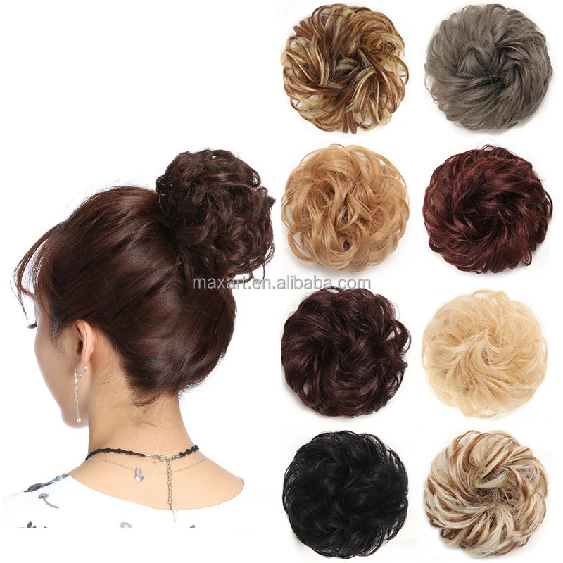 Messy Curly Hair Scrunchies Hairpieces Synthetic Donut Updo Hair Pieces Hair Bun Extensions for Women Girls