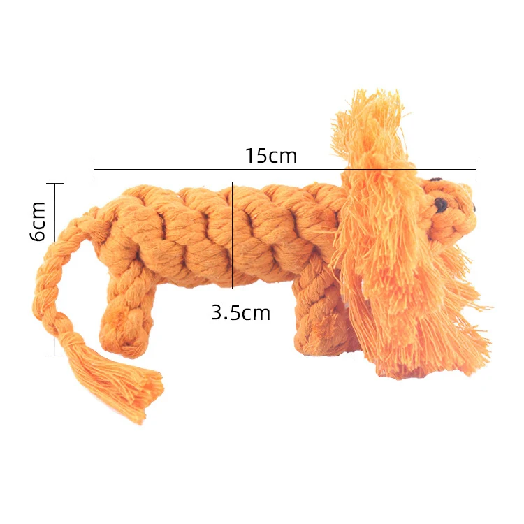 New Arrival Lion Personalised Custom Logo Tug Knit Hairy Crochet Cotton Rope Dog Toy