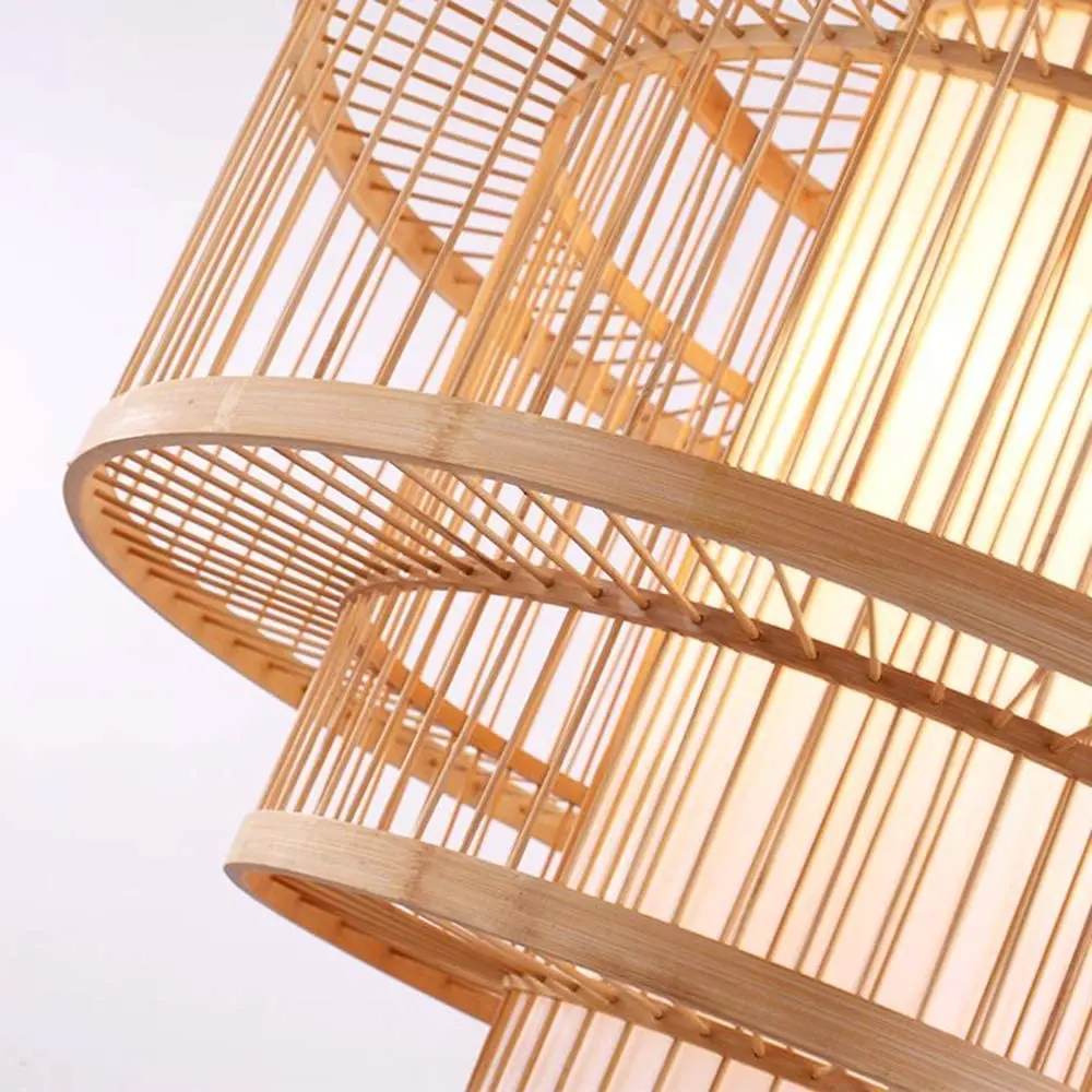 Best Seller 3 Layers Bamboo Lampshade Creative Design Modern Japanese Chinese Traditional Farmhouse Home Rattan Lampshade Frames