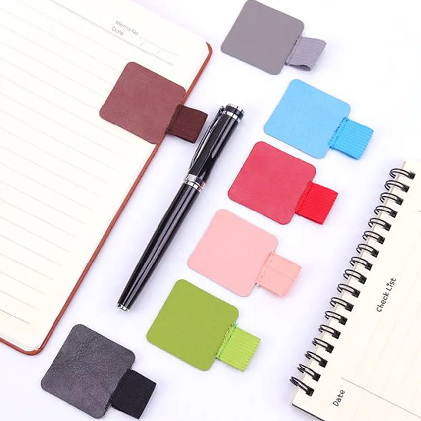 custom logo self adhesive ball-pen holder PU leather elastic pen loop