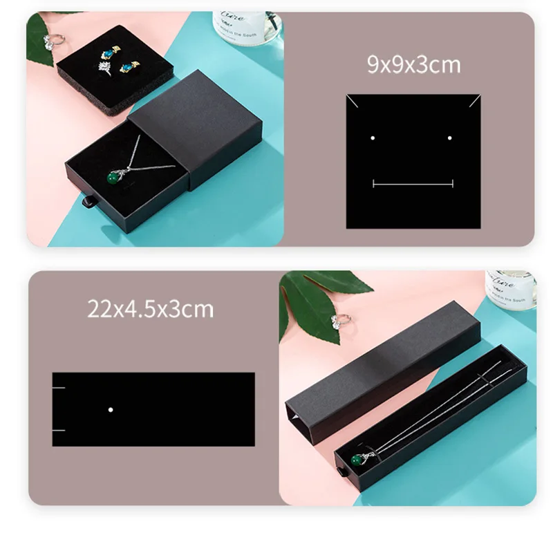 Small Moq Pull-out Style Gift Box Kraft PaperJewelry Custom Logo Bracelet Necklace Earrings Ring Packaging Cardboard Box