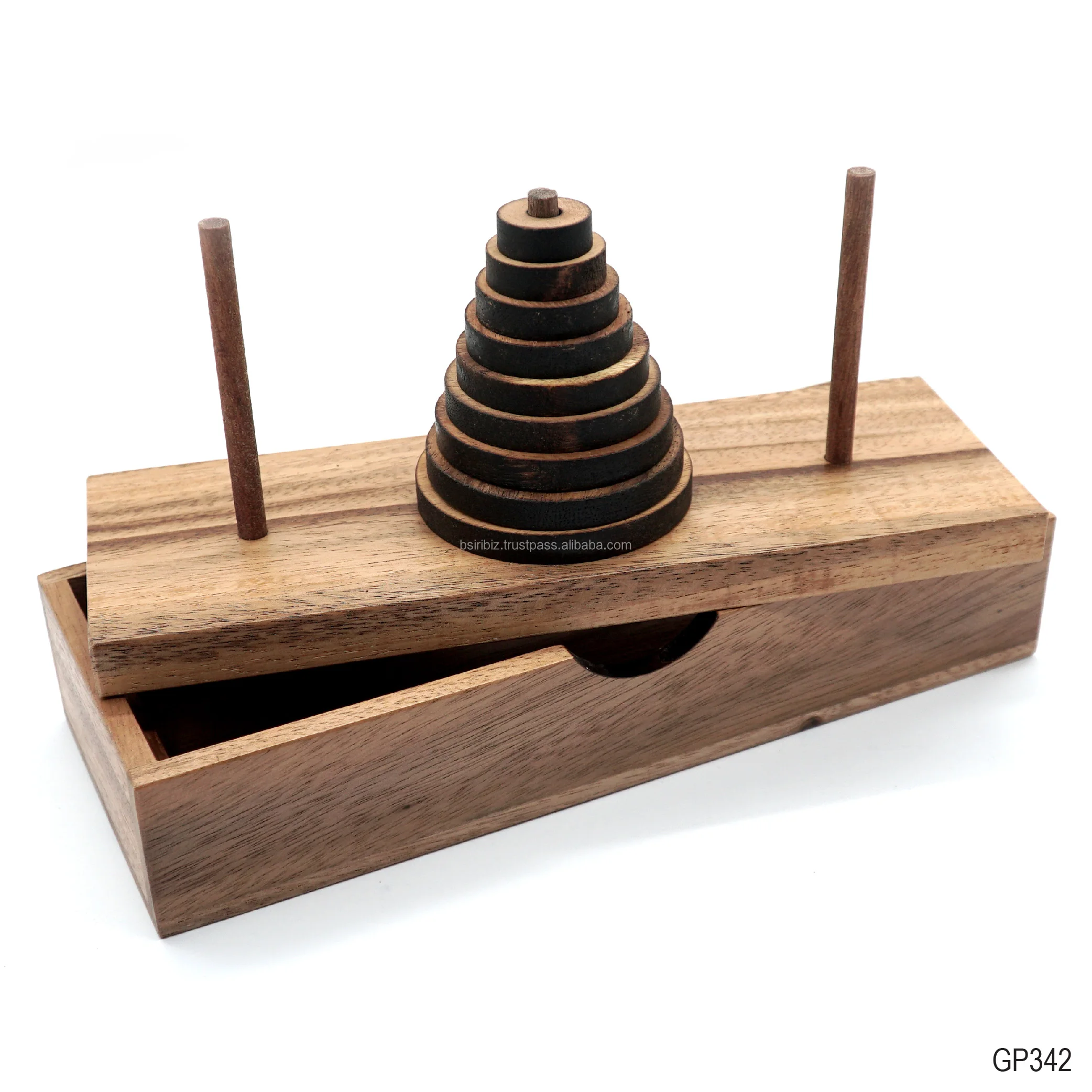 Hanoi Tower (9 rings) Puzzle Coffee Corner Decor Table for Adults and Kids Brain Teaser of the Educational Mind Challenges