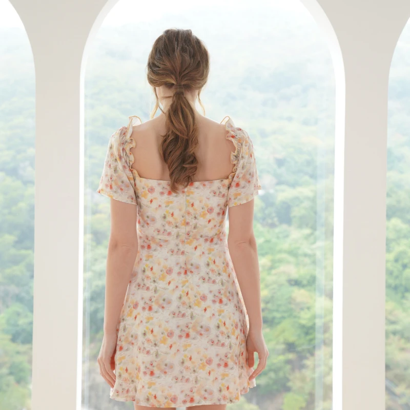 New dress Custom lady dress summer casual Fashion beautiful floral elegant sexy formal evening mini short dress for women girl