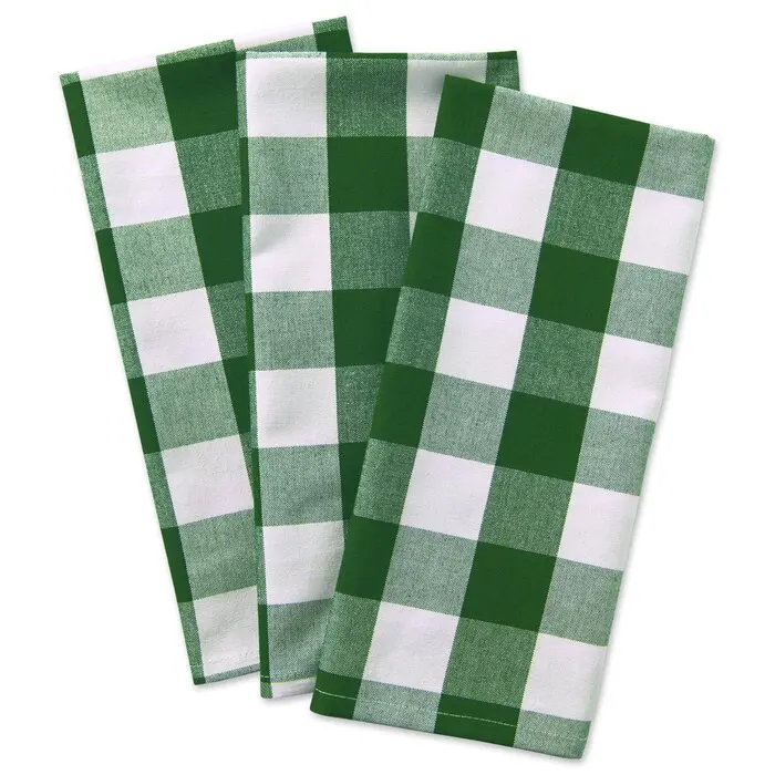 Recycled Cotton cheap price 150gsm woven disposable hanging set checked Embroidered kitchen tea towel dish car wash cloth