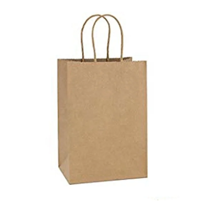 Natural Kraft Paper Bag With Twisted Handles Brown Wholesale Paper Bags Custom Size Paper Grocery Bags for Shopping