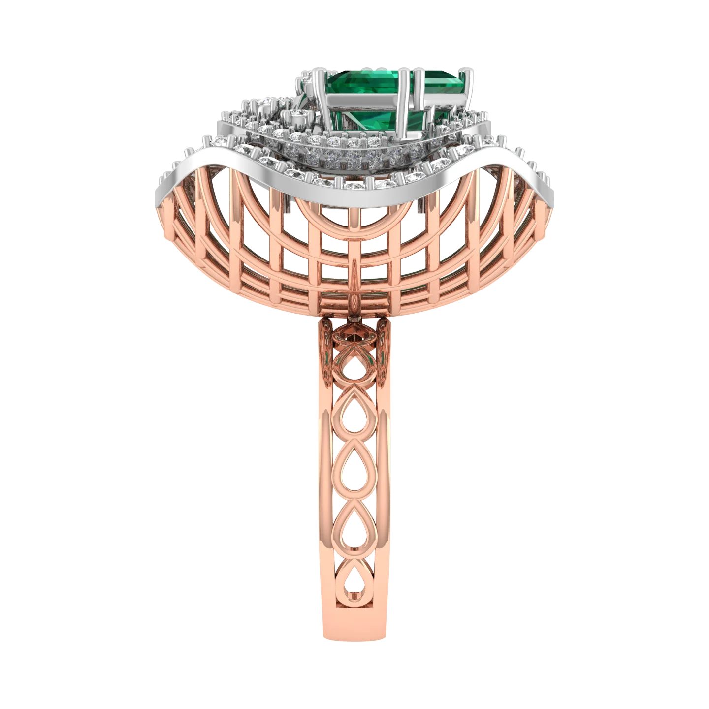  Уникальный 14k покрыто розовым золотом изумруд установлен природные SI-GH бриллиант обручальное кольцо для женщин по оптовым ценам