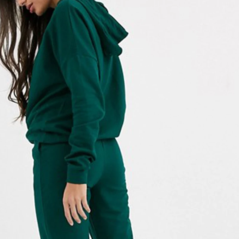 Long sleeve hooded hoodie drawstring waist jogger women tracksuits