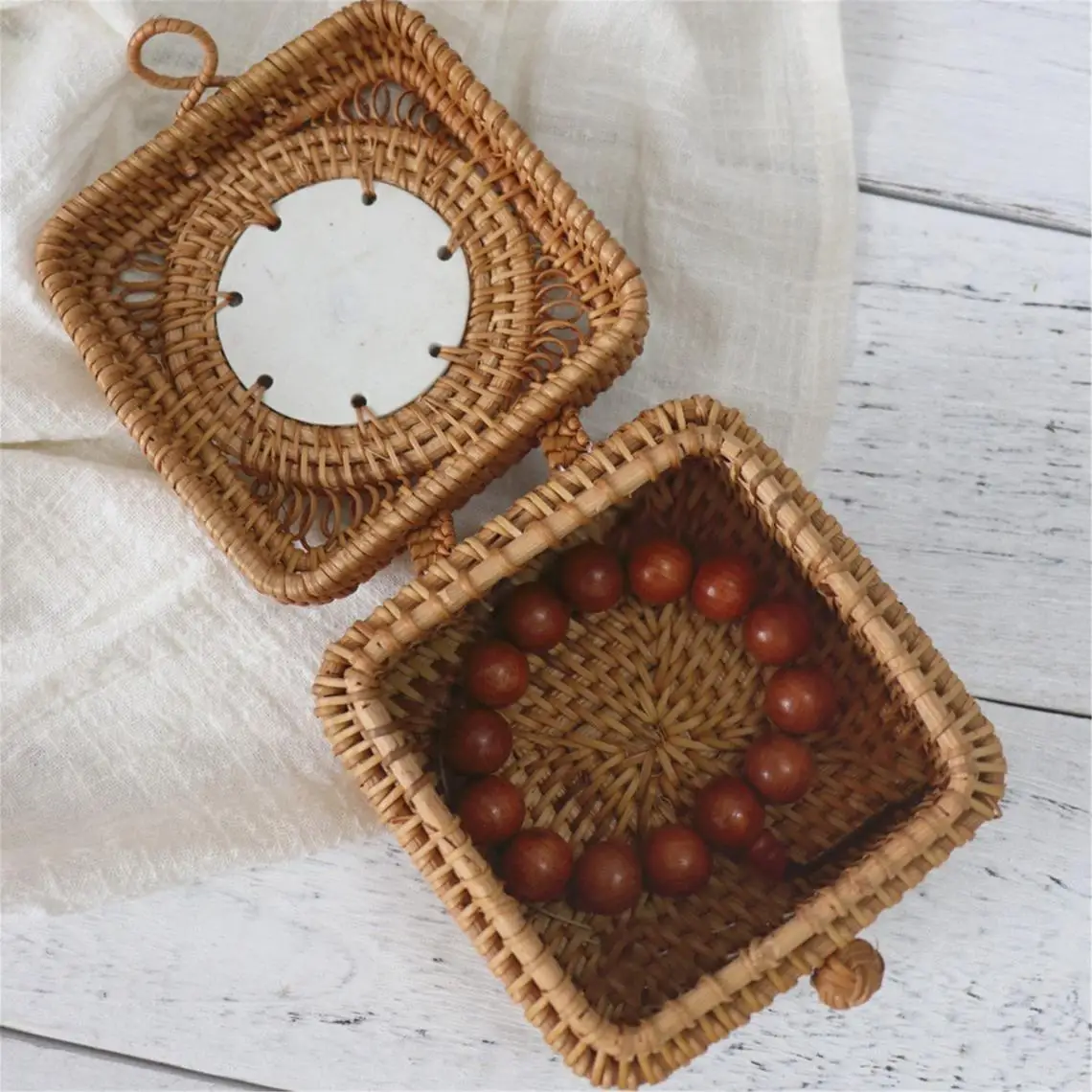 New design rattan wicker storage box rattan tea box gift box for housewarming wedding home decor