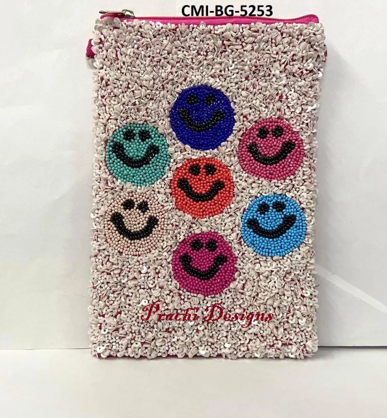 Fleur De Lis Saints Football Sports Team Seed Beaded Cell Phone Purse Bag Pouch