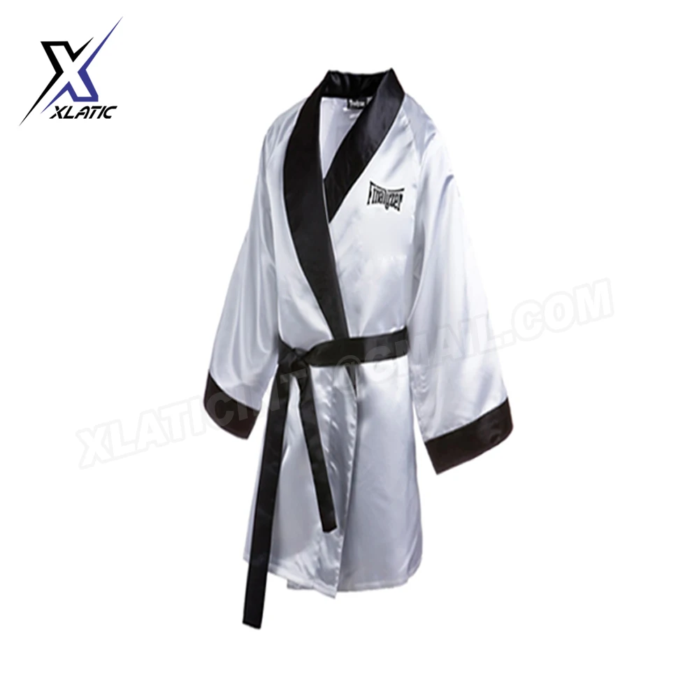 Боксерский халат для мужчин и женщин атласный с индивидуальным логотипом принтом 100% полиэстер вышивкой боевое кольцо чемпионский стиль