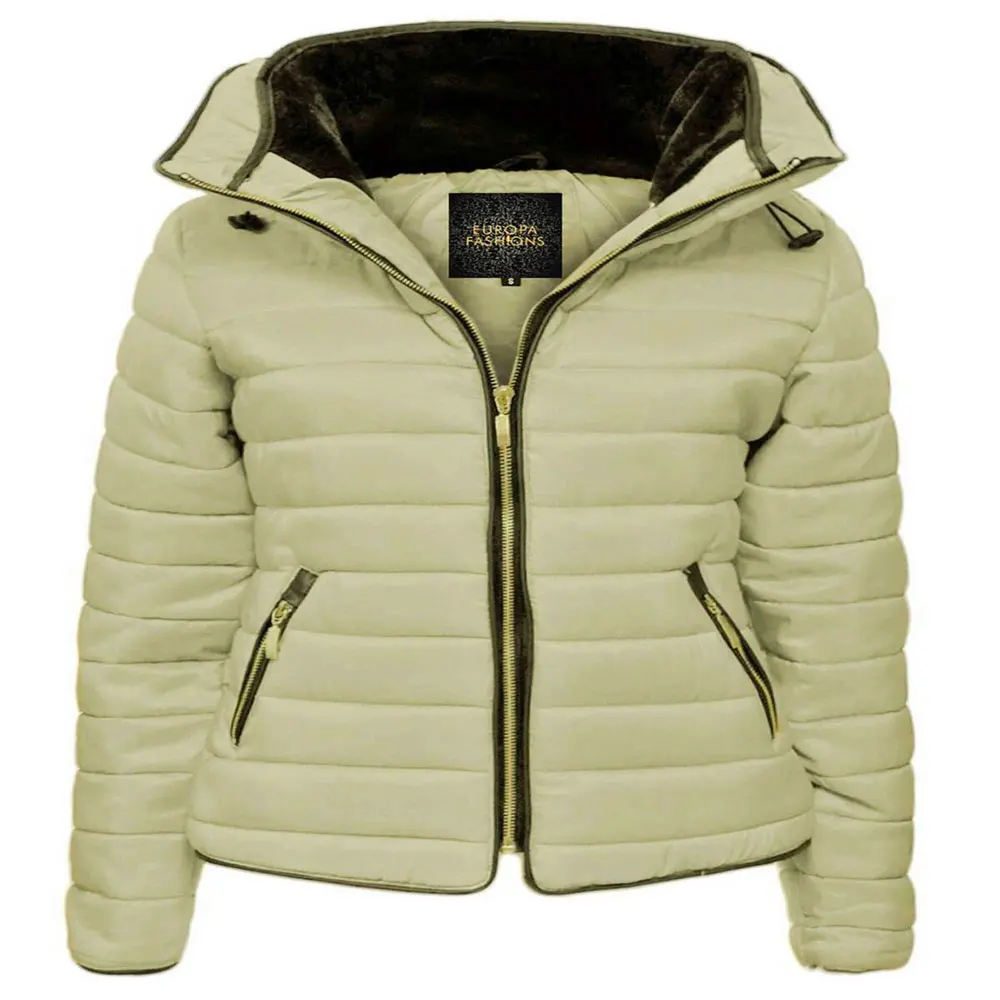 Custom Women Ladies Quilted Bubble Padded Designer Fur Hooded Puffer Jacket Warm Coat puffer jacket women