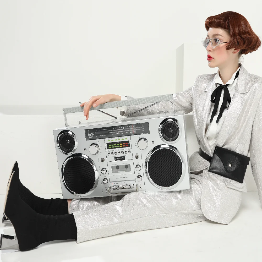 High Quality Authentic 80s Feel CD Boombox With BT USB Cassette Built-in Battery Radio Speaker Boombox